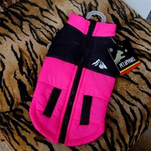 Pet Puffer Jacket Coat w/ Zipper Hot Pink   med.. New w/ Tag!